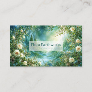Carte De Visite Rose Blanche Florale et Vallée de la Forêt Lumineu