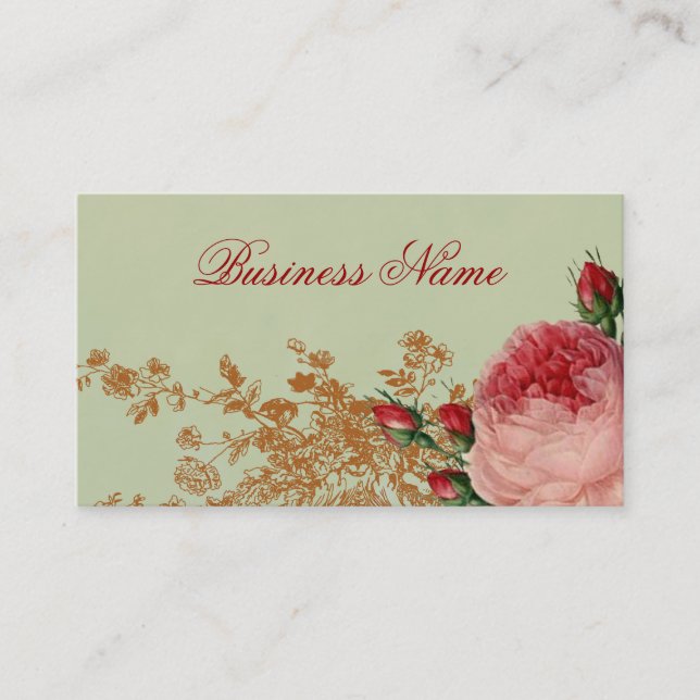 Carte De Visite Rose Blenheim - Élégant Sage Green (Devant)