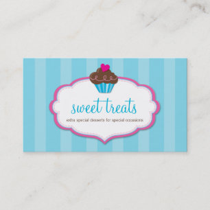 Carte De Visite Rose bleu d'aqua audacieux mignon de petit gâteau