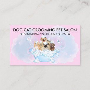 Carte De Visite Rose Bleu Joli Toiletteur pour Animaux de Compagni