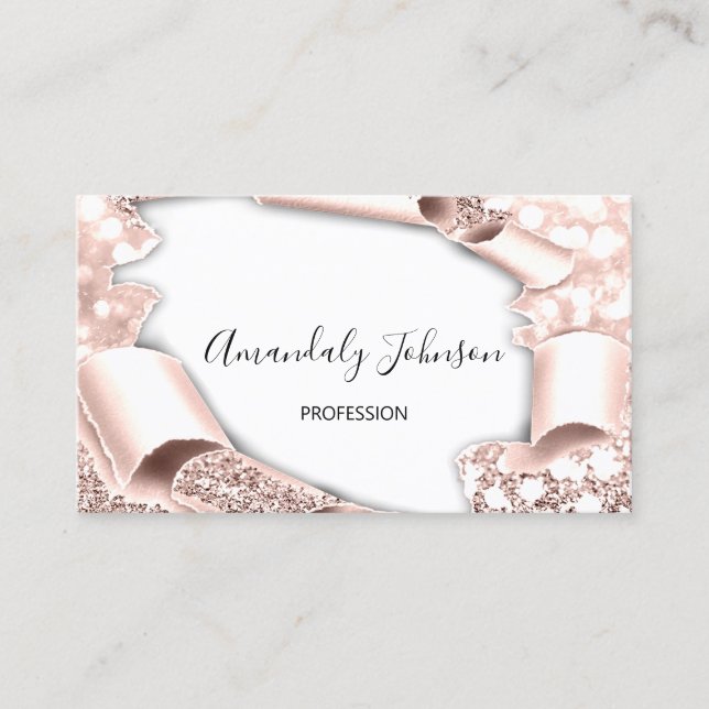 Carte De Visite rose Blush Glam du planificateur d'événements de m (Devant)