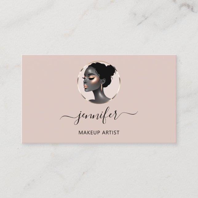 Carte De Visite Rose Blush Gold Maquillage Artiste Logo Lashes QR  (Devant)