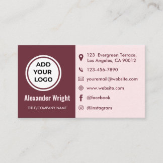 Carte de visite Rose Blush Moderne Ajouter Logo