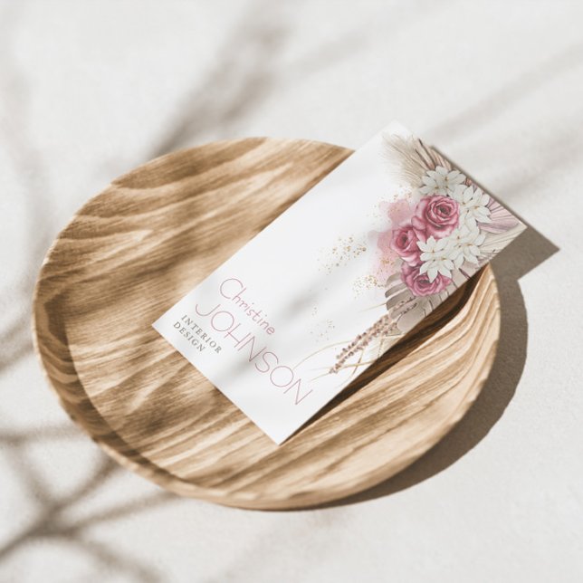 Carte De Visite Rose Boho Bohemian Chic (Créateur téléchargé)