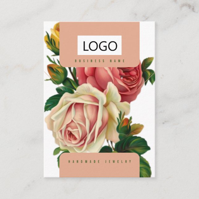 Carte De Visite Rose Boucles d'oreilles en bijoux Collier Display  (Devant)