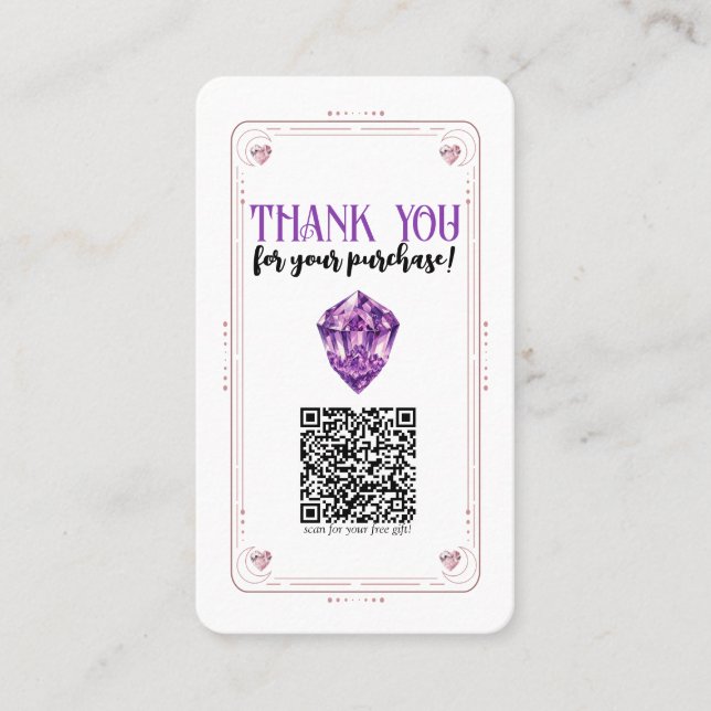 Carte De Visite Rose cardiaque Améthyste Quartz Crystal Social Med (Devant)