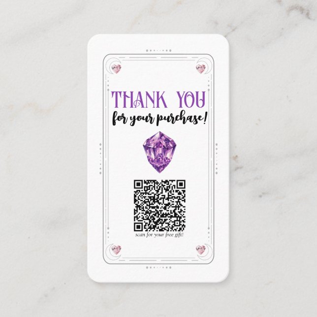 Carte De Visite Rose cardiaque Améthyste Quartz Crystal Social Med (Devant)