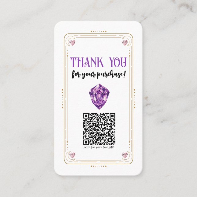 Carte De Visite Rose cardiaque Améthyste Quartz Crystal Social Med (Devant)