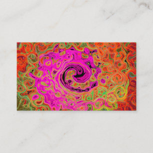 Carte De Visite Rose Chaud Abstrait Rétro Liquide Tourbillon