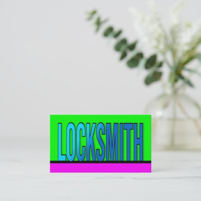 Carte de visite rose chaud Locksmith Hot Green (Debout devant)