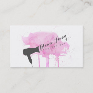 Carte De Visite rose chic moderne souffler sec bar coiffeur grunge