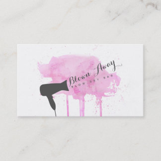 Carte De Visite rose chic moderne souffler sec bar coiffeur grunge