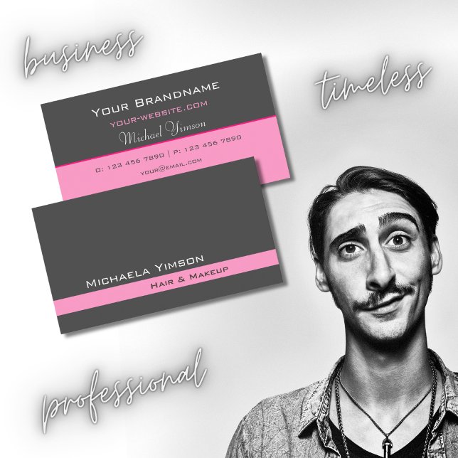 Carte De Visite Rose clair gris foncé Simple moderne Professionnel (Créateur téléchargé)