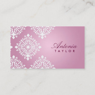 Carte De Visite Rose de 311 Antonia et damassé de Blanc