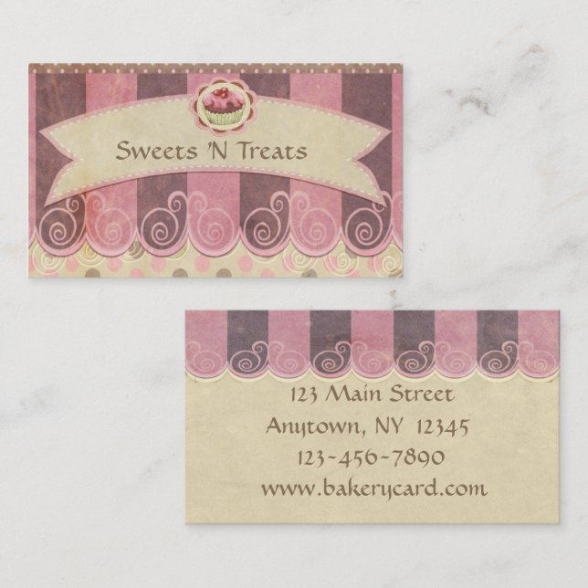 Carte de visite rose de boulangerie de petit (Devant / Derrière)