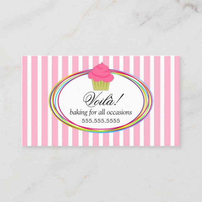 Carte De Visite Rose de boulangerie de petit gâteau (Devant)