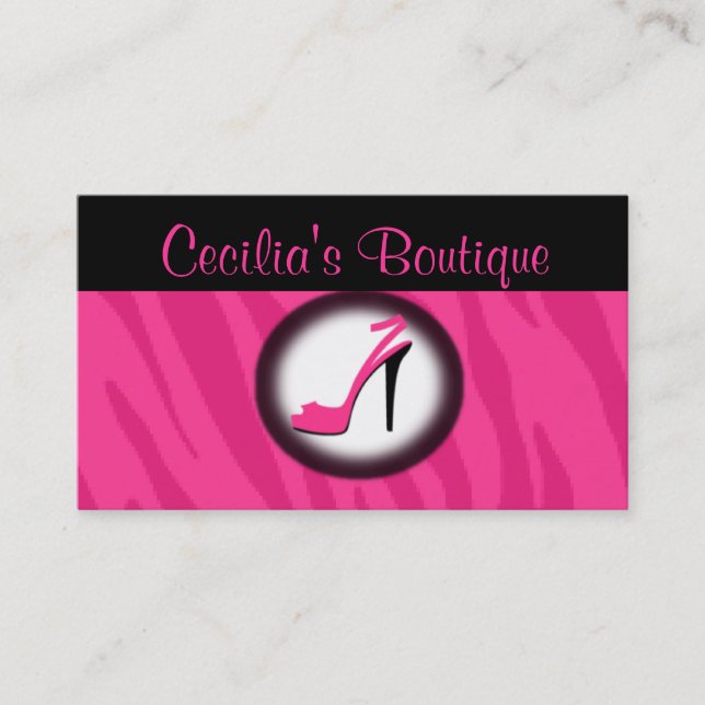 Carte de visite rose de boutique de chaussure (Devant)