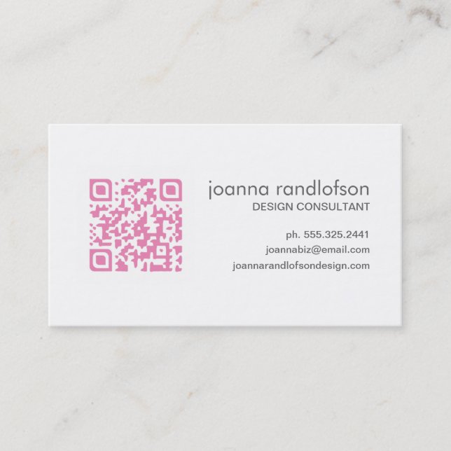 Carte de visite rose de CODE de QR (Devant)