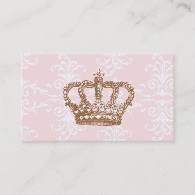 Carte de visite rose de couronne de damassé (Devant)