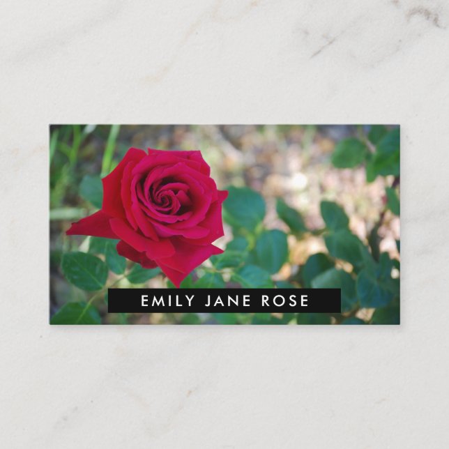 Carte De Visite Rose de Crimson rouge, fleuriste (Devant)