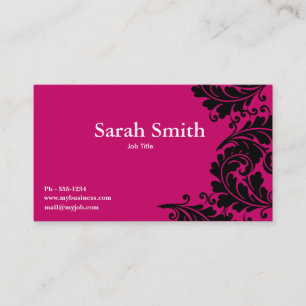 Carte de visite rose de damassé de Fuschia Paisle