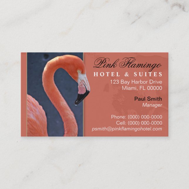 Carte de visite rose de Flamant rose (Devant)