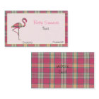 Carte de visite rose de Flamant rose de plaid