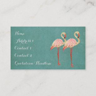 Carte de visite rose de Flamants roses