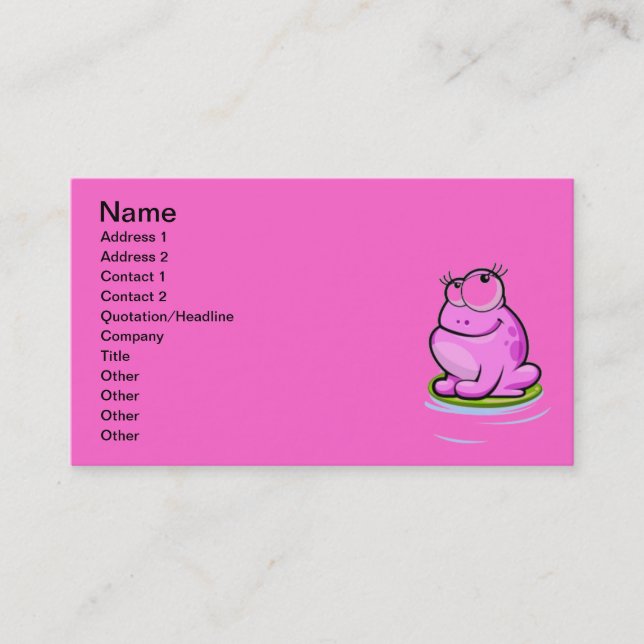 Carte de visite rose de grenouille (Devant)