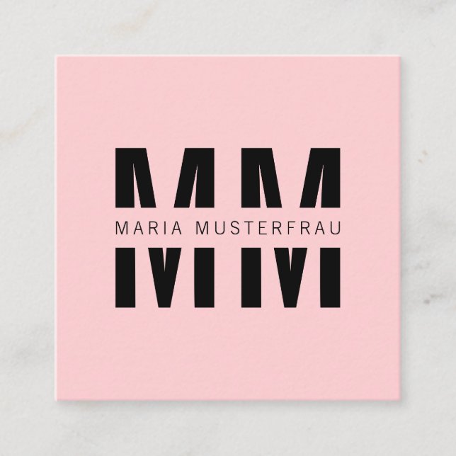 Carte de visite rose de haute qualité avec initial (Devant)