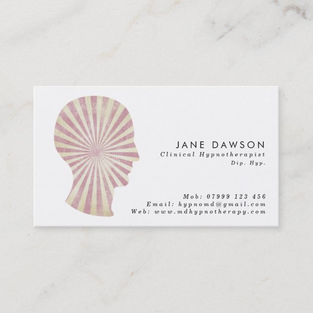 carte de visite rose de Hypnotherapist de rayon de (Devant)