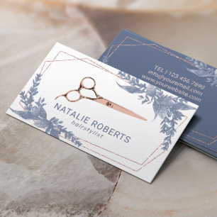 Carte De Visite Rose  de la liste d'attente Gold Scissor Feuilles 