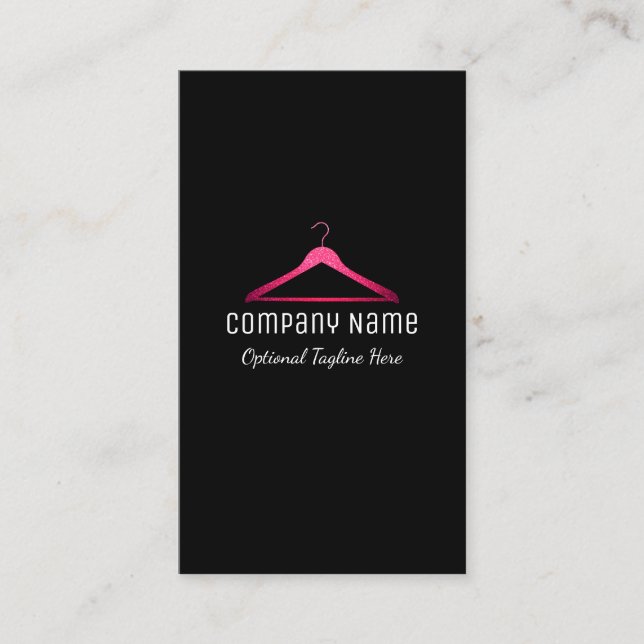 Carte de visite rose de logo de cintre de parties (Devant)