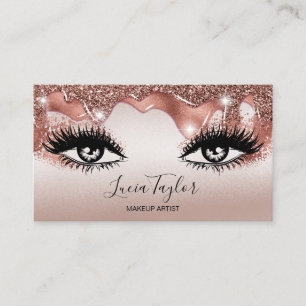 Carte De Visite Rose de maquillage de Parties scintillant en or