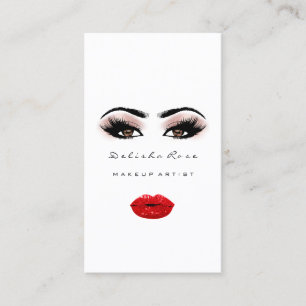 Carte De Visite Rose de maquillage Lèvres rouges Eyebrow