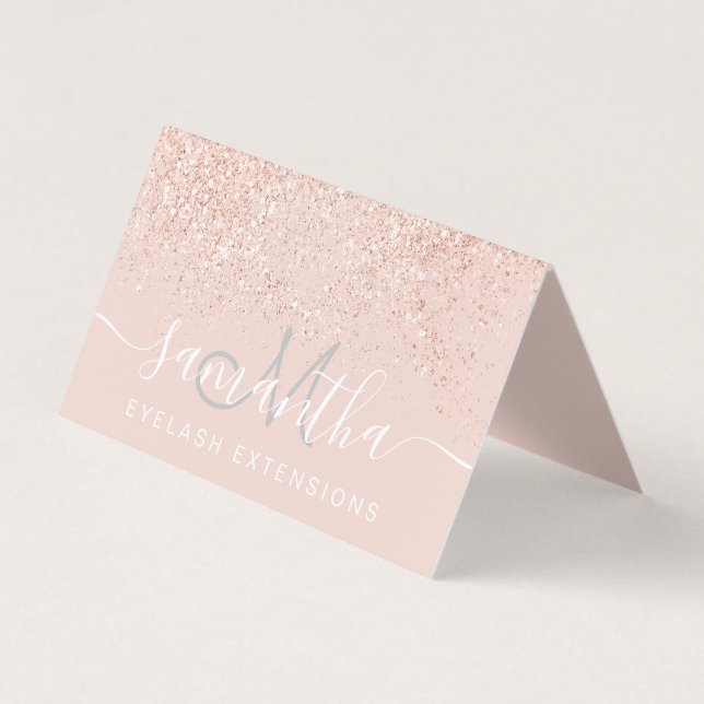 Carte De Visite rose de maquillage parties scintillant doré pastel (Devant)