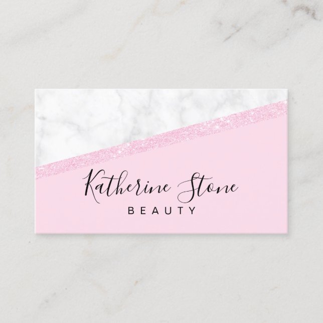 Carte De Visite Rose de marbre blanc de parties scintillantes (Devant)