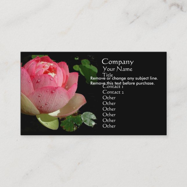 Carte de visite rose de nénuphar (Devant)