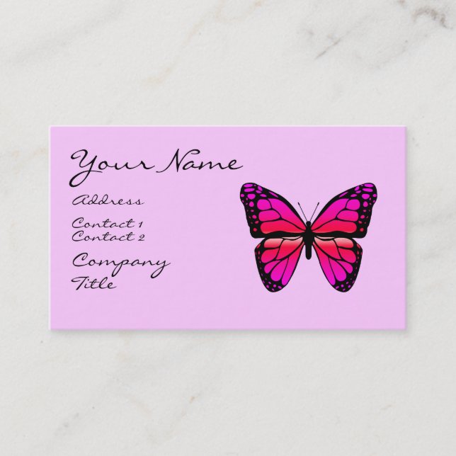Carte de visite rose de papillon (Devant)