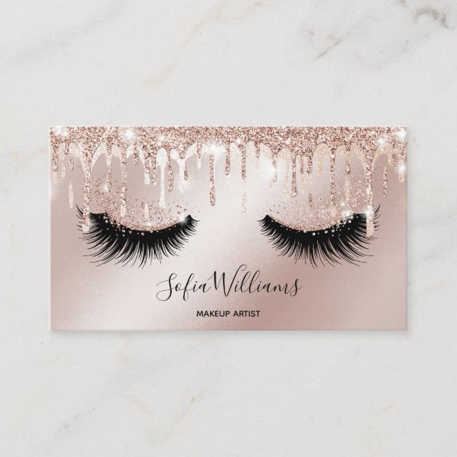 Carte De Visite Rose de Parties scintillant de maquillage Artiste  (Devant)