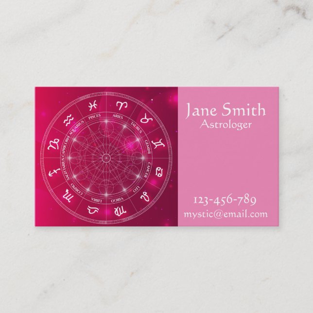 Carte De Visite Rose de services aux entreprises d'astrologie (Devant)