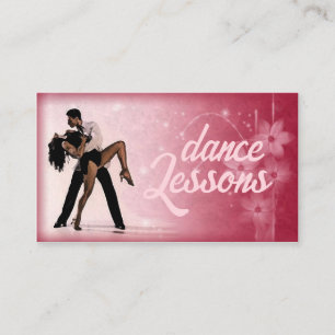 Carte de visite rose de studio de danse de couples