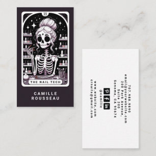 Carte De Visite Rose de technicien d'ongle de Tarot Noir
