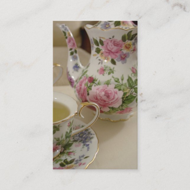Carte de visite rose de thé de l'anglais (Devant)