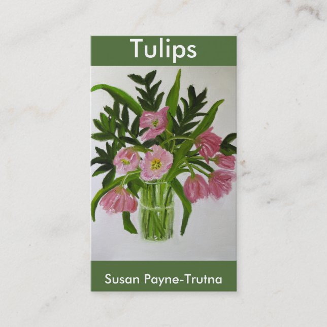 Carte de visite rose de tulipes (Devant)
