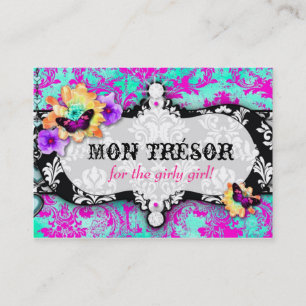 Carte De Visite Rose de turquoise de lundi Trésor de