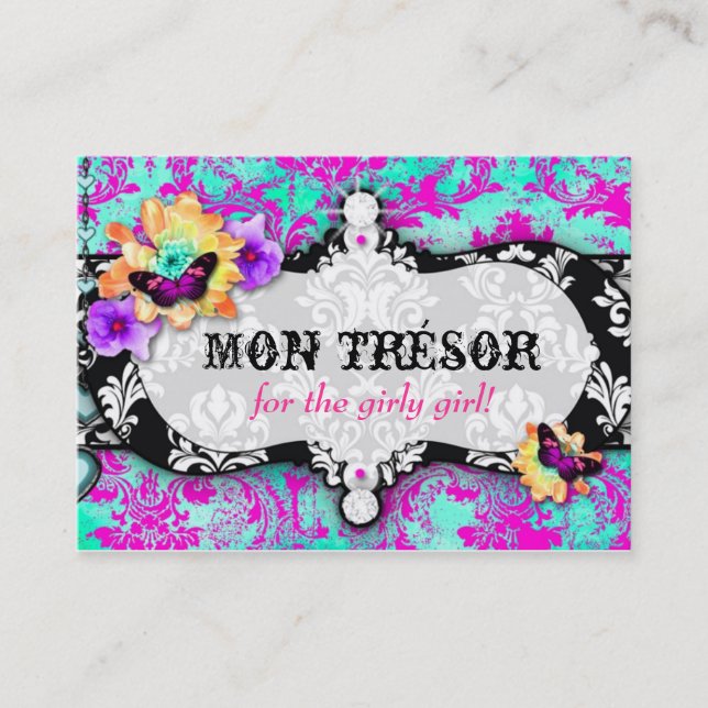 Carte De Visite Rose de turquoise de lundi Trésor de (Devant)