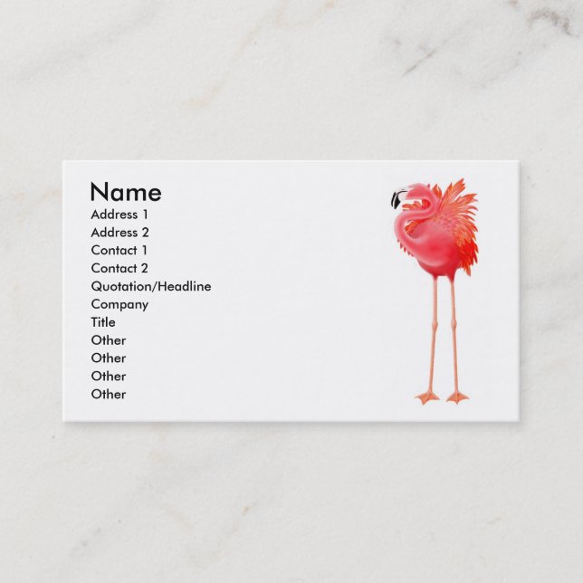 Carte de visite rose des Caraïbes de Flamant rose (Devant)