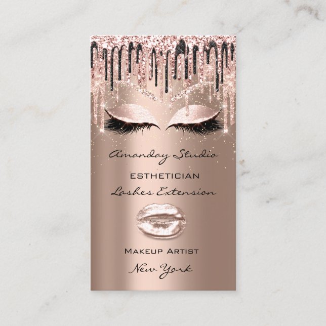 Carte De Visite Rose des gouttes de maquillage professionnel (Devant)