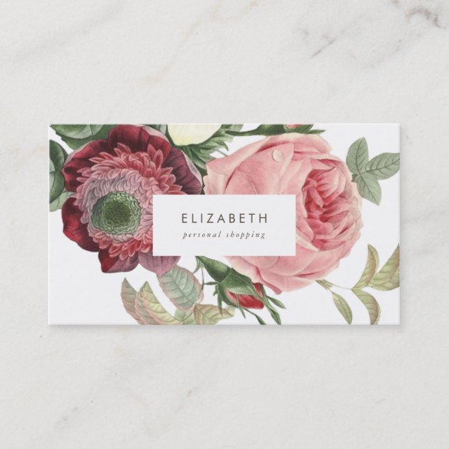 Carte de visite Rose des grandes fleurs rouges ros (Devant)